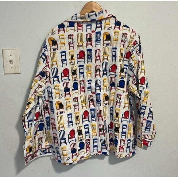 Frankie‎ & Johnny Chairs and Pets Print XL Pajama Flannel Soft Shirt - Picture 4 of 8